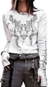Attitoon Punk Wing Cross Pattern Long Sleeve Tee