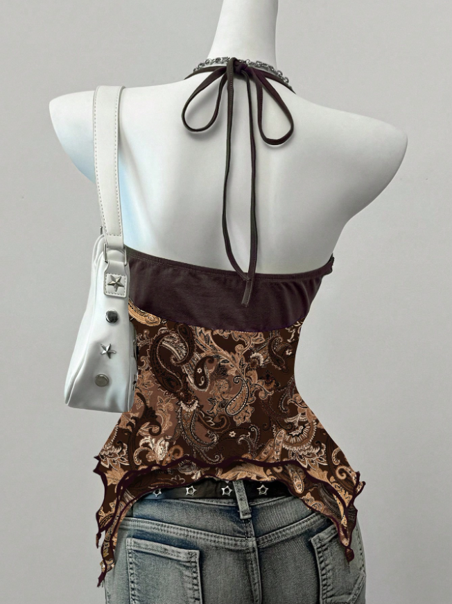 Ezwear Y2K Grunge Vintage Floral Mesh Camisole