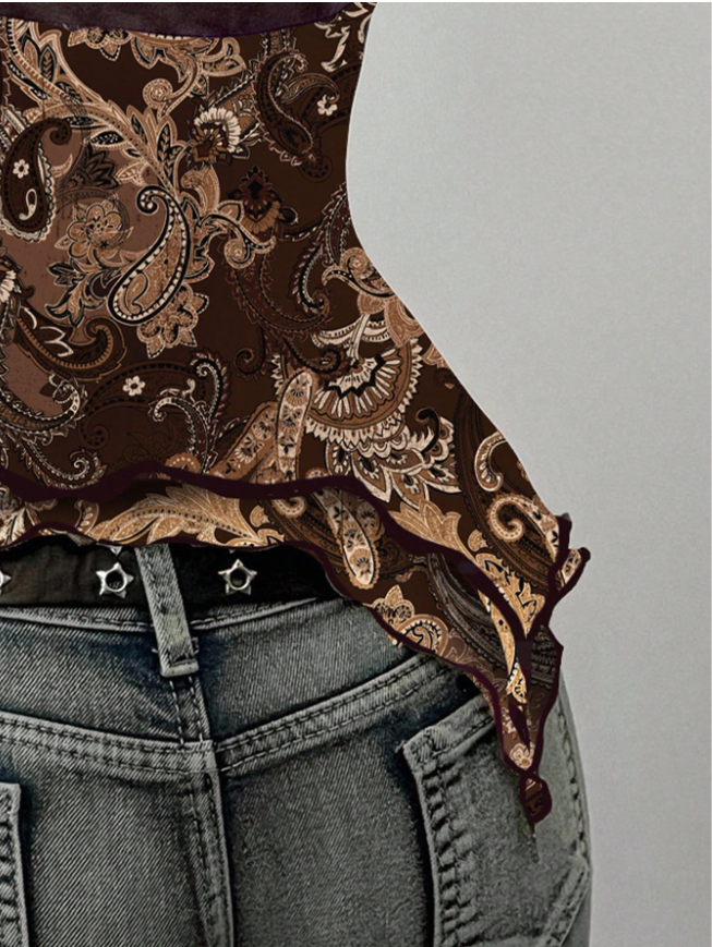 Ezwear Y2K Grunge Vintage Floral Mesh Camisole