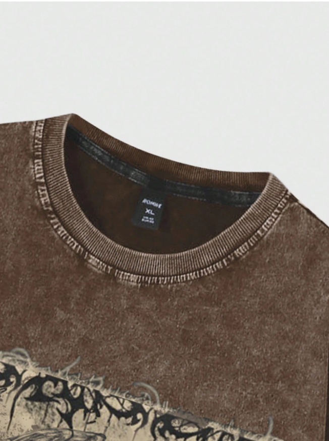 Men's Y2K Patterned 100% Cotton Crew-Neck Tee