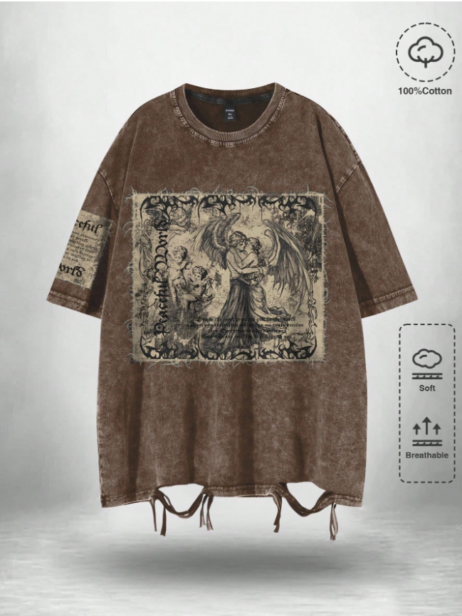 Men's Y2K Patterned 100% Cotton Crew-Neck Tee